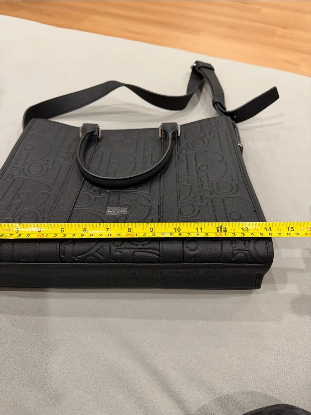 Black Dior Embossed Logo Briefcase Tote
